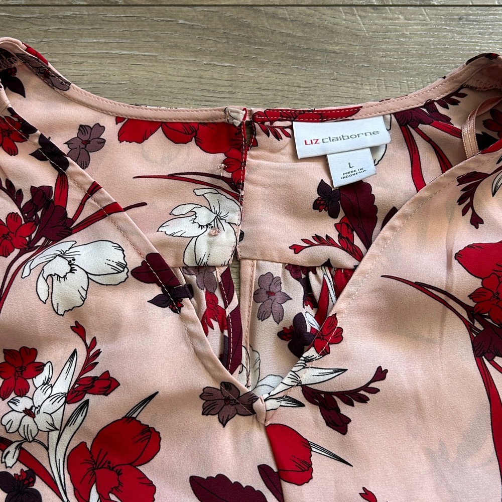 Floral Pink and Red Women's Top - Picture 4 of 13